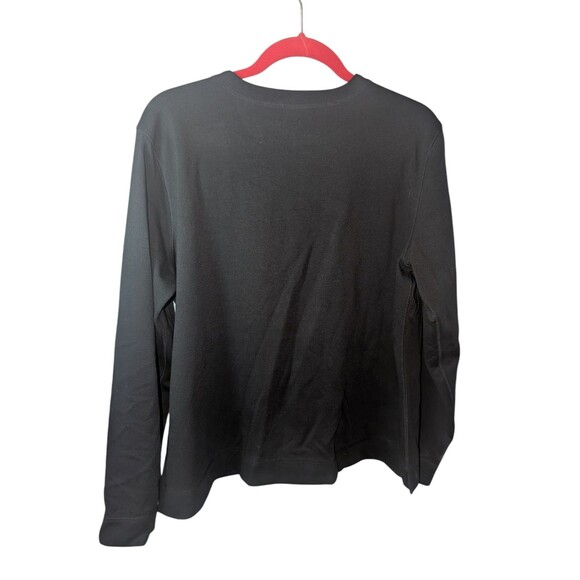 Van Heusen Black Knit Button Up Long Sleeve Top w/ Pockets - Women's Size Large - Picture 2 of 6